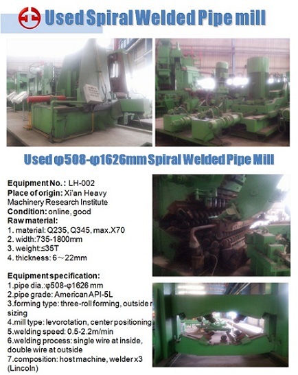 China Used 508-1626mm Spiral Welded Pipe Mill